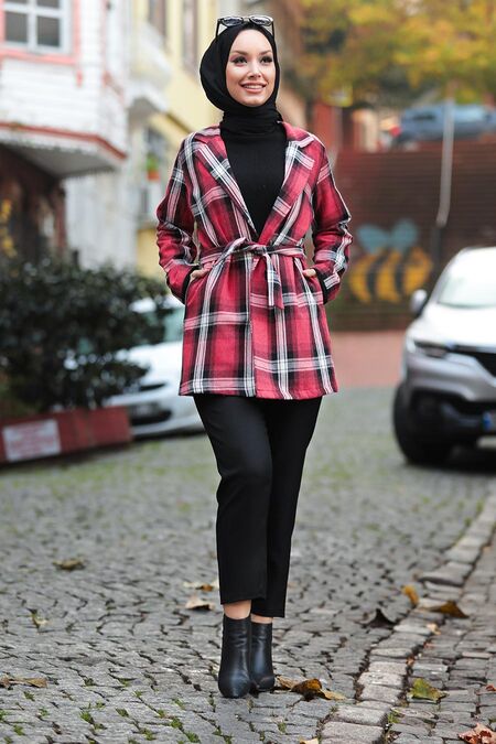 Red Hijab Jacket 56001 - NEVA STYLE