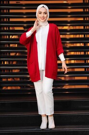 Red Hijab Knitwear Cardigan 7904K - 2