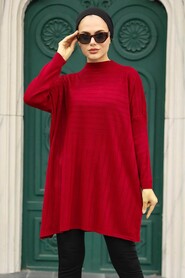 Red Hijab Knitwear Poncho 3404K - 2