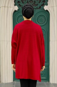 Red Hijab Knitwear Poncho 3404K - 3