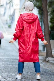 Red Hijab Raincoat 12840K - 2