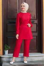 Red Hijab Suit Dress 26660K - 1