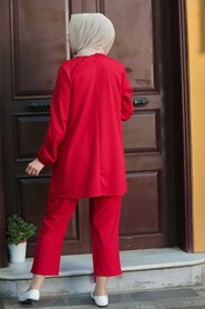 Red Hijab Suit Dress 26660K - 2