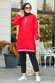 Red Hijab Sweatshirt & Tunic 40231K - 1
