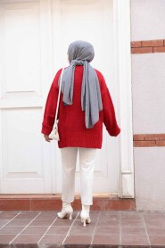 Red Knit Modest Sweater Tunic 87181K - 4