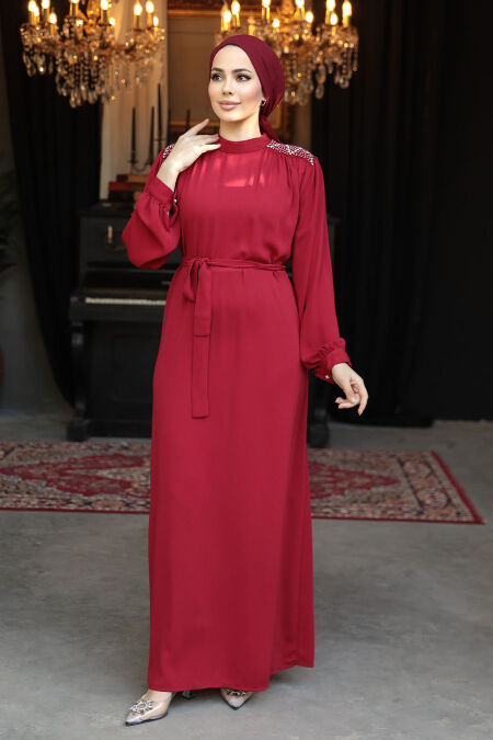 Red Modest Round Neck Glamarous Elegant Prom Formal Evening Dress CX830395