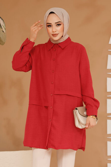 Red Modest Tunic 30881K - NEVA STYLE