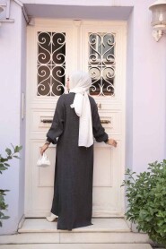 Ribbed Anthracite Knit Modest Two-Piece Set 17207ANT - 4