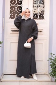 Ribbed Anthracite Knit Modest Two-Piece Set 17207ANT - 3