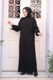 Ribbed Black Knit Modest Two-Piece Set 17207S - 1