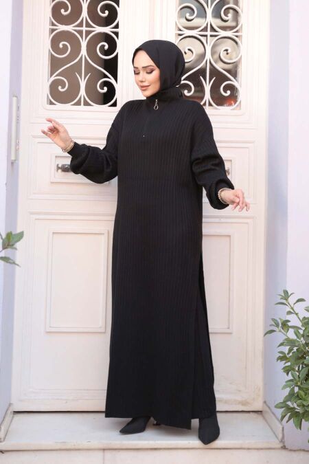 Ribbed Black Knit Modest Two-Piece Set 17207S - NEVA STYLE