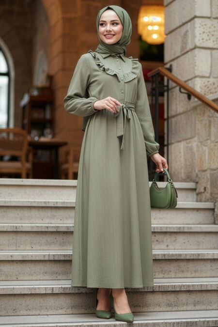 Ruffle Detail Mint Modest Dress 20311MINT - 