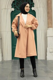 Salmon Pink Hijab Coat 5829SMN - 2