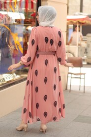 Salmon Pink Hijab Dress 10170SMN - 2