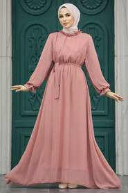 Salmon Pink Hijab Dress 10252SMN - 1