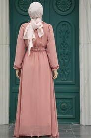 Salmon Pink Hijab Dress 10252SMN - 3