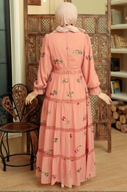 Salmon Pink Hijab Dress 10268SMN - 2