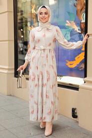 Salmon Pink Hijab Dress 10302SMN - 5
