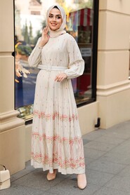 Salmon Pink Hijab Dress 10349SMN - 4