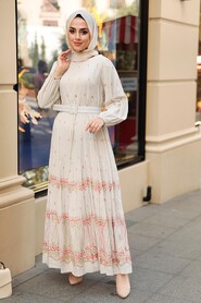 Salmon Pink Hijab Dress 10349SMN - 3