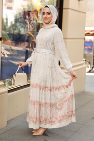 Salmon Pink Hijab Dress 10349SMN - 2