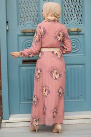Salmon Pink Hijab Dress 1409SMN - 2