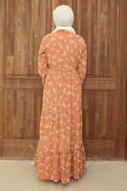 Salmon Pink Hijab Dress 22152SMN - 2