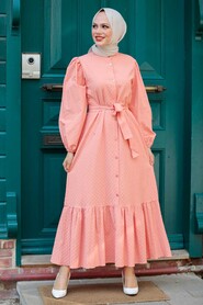 Salmon Pink Hijab Dress 2267SMN - 1