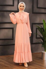 Salmon Pink Hijab Dress 2409SMN - 1