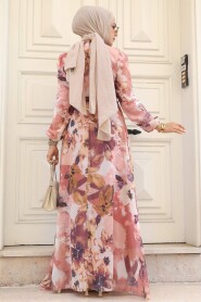 Salmon Pink Hijab Dress 27925SMN - 3