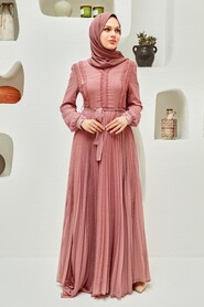 Salmon Pink Hijab Dress 33233SMN - 2