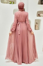 Salmon Pink Hijab Dress 33233SMN - 3