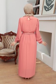 Salmon Pink Hijab Dress 3369SMN - 2