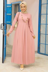 Salmon Pink Hijab Dress 34292SMN - 2