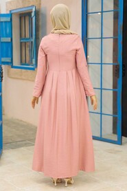 Salmon Pink Hijab Dress 34292SMN - 3