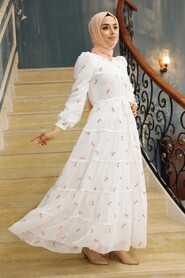 Salmon Pink Hijab Dress 35722SMN - 2