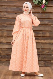 Salmon Pink Hijab Dress 4338SMN - 1