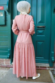 Salmon Pink Hijab Dress 4342SMN - 2