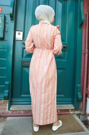 Salmon Pink Hijab Dress 4347SMN - 2