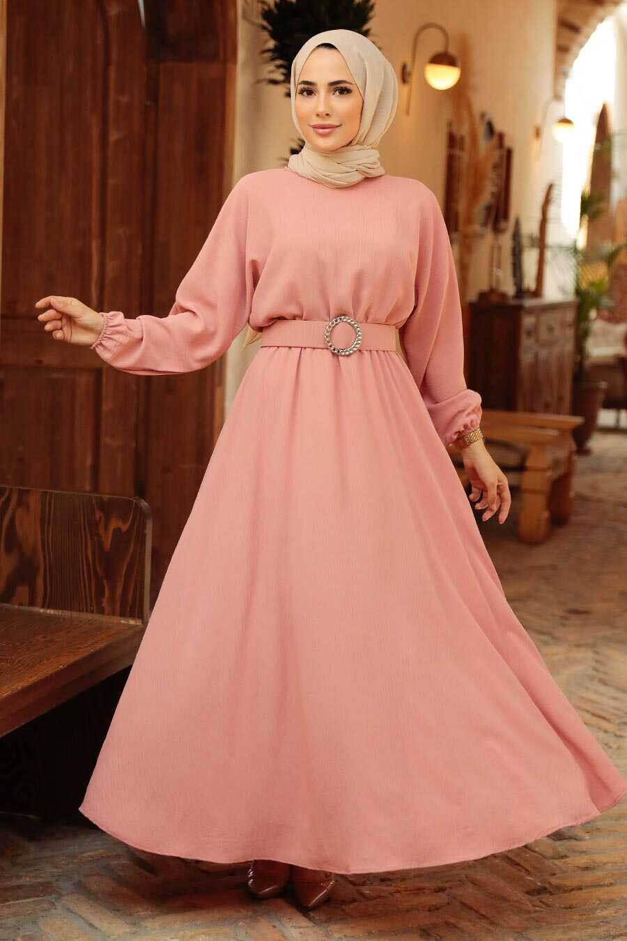 Salmon Pink Hijab Dress 50152smn Neva