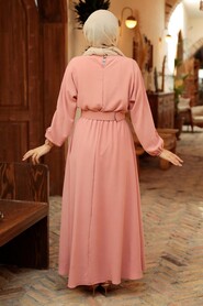 Salmon Pink Hijab Dress 50152SMN - 2
