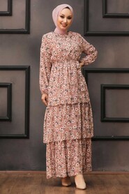 Salmon Pink Hijab Dress 5347SMN - 1
