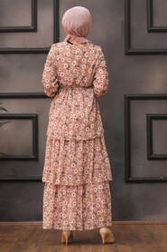 Salmon Pink Hijab Dress 5347SMN - 2