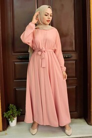 Salmon Pink Hijab Dress 76150SMN - 1