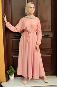 Salmon Pink Hijab Dress 76150SMN - 2