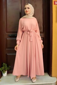 Salmon Pink Hijab Dress 76150SMN - 3