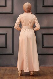 Salmon Pink Hijab Dress 7651SMN - 2
