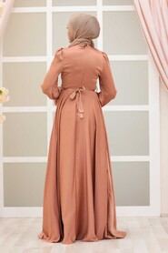 Salmon Pink Hijab Evening Dress 2752SMN - 2