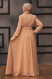  Modern Salmon Pink Hijab Evening Dress 27690SMN - 3