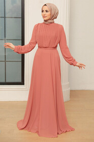  Navy Blue Turkish Hijab Evening Gown 3371L - 1